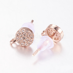 Brass Micro Pave Cubic Zirconia Stud Earring Findings&nbsp;ZIRC-E132-11B-RG