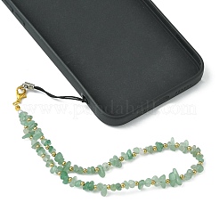 ナチュラルグリーンアベンチュリンチップとCCBプラスチックラウンドビーズモバイルストラップ  ナイロンコードモバイルアクセサリー装飾  21.5~22cm&nbsp;HJEW-FZ00004