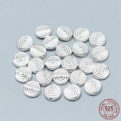 925スターリングシルバービーズ  スタンプ925個付き  スパイラルとフラットラウンド  銀  7.5x2.5mm  穴：0.7mm&nbsp;STER-T002-76S
