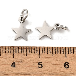 変色しない201ステンレススチールチャーム  丸カン付き  レーザー切断  星のチャーム  ステンレス鋼色  9.8x7.8x1mm  穴：3mm&nbsp;STAS-E217-25B-P