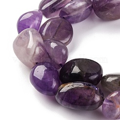 天然石アメジストビーズ連売り  ナゲット  タンブルストーン  9~17x8~12x6~8mm  穴：1mm  約38個/連  15.55''（39.5センチメートル）&nbsp;G-G146-A09-02
