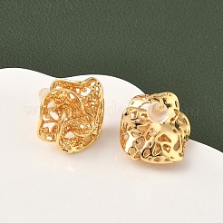 Brass Flower Stud Earrings&nbsp;EJEW-D337-10G