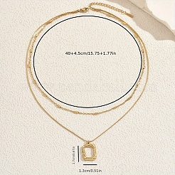 French Stainless Steel Irregular Square Pendant Double-layer Necklaces for Women&nbsp;AH9008