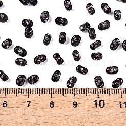 ピカソのスプレー塗装ガラスシードビーズ  ピーナッツ  ブラック  6x4x3mm  穴：1.2mm  約4000個/ポンド&nbsp;SEED-T006-04-36