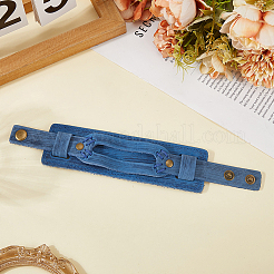 女性用・男性用牛革コードブレスレット  鉄の留め金付き  スチールブルー  9-7/8x1-3/4x3/8インチ（25.1x4.5x0.95cm）&nbsp;BJEW-WH20012-04AG-03