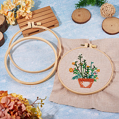 プラスチック模造竹クロスステッチ刺繍フープ  裁縫用具アクセサリー  ラウンド  パパイヤホイップ  160mm  2個/セット&nbsp;TOOL-TADJ0001-03D