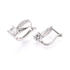 真鍮マイクロパヴェキュービックジルコニアティアドロップフープピアス  プラチナメッキ  13.5x11x8mm&nbsp;EJEW-T048-35P