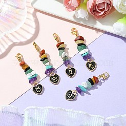 12Pcs 12 Styles Alloy Enamel Heart Constellation Pendant Decoration&nbsp;HJEW-JM02631