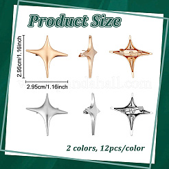 24個 2色 亜鉛合金 ラペルピン バックパック 衣類用  スター  プラチナ＆ライトゴールド  29.5x29.5mm  12個/カラー&nbsp;JEWB-PH0001-82