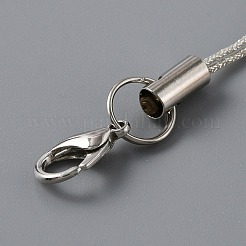 ポリエステルコード携帯ストラップ  合金パーツ  プラチナ  7.2cm&nbsp;FIND-WH0050-40A