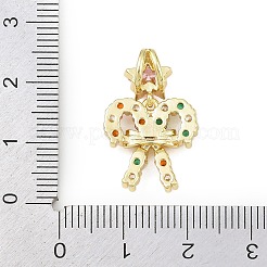 クリスマスブラスマイクロパヴェキュービックジルコニアペンダント  ゴールドカラー  蝶結び  22.5mm  穴：3x5mm&nbsp;LS-KK-H518-03B-G