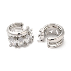 Platinum Plated Brass Cuff Earrings with Rhinestone for Women&nbsp;EJEW-D065-07P-03