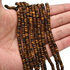 天然石タイガーアイビーズ連売り  ロンデル  4x1.5mm  穴：0.7mm  約155個/連  14.96''（38センチメートル）&nbsp;G-L635-A31-4x2mm-01