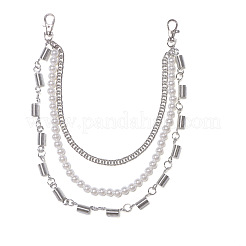 Alloy Column and Imitation Pearl Round Beaded 3 Layer Pants Chains&nbsp;FS-WG9063C-01