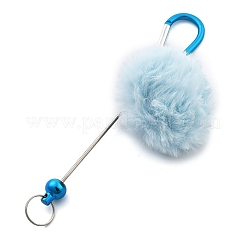 Aluminum Alloy Pom Pom Ball Beadable Keychain Bar&nbsp;HJEW-Q001-01F