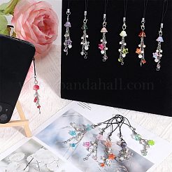 ガラス＆アクリル携帯ストラップ  真鍮のスターチェーン付き  ゴールデンロッド  11.5cm  2個/セット&nbsp;HJEW-SW00079-01