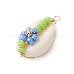 10Pcs 10 Colors Natural Cowrie Shell Pendants&nbsp;PALLOY-MZ00321