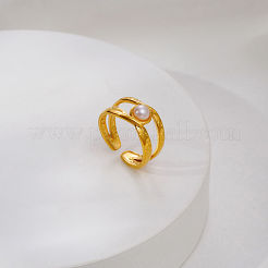 Double Layer Hollow 304 Stainless Steel Cuff Open Rings for Women&nbsp;BP0789-1