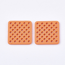 スプレー塗装アクリルフィリグリージョイナーリンク  ラバー加工スタイル  正方形  サンゴ  34.5x34x4mm  穴：2.5mm&nbsp;MACR-S361-25B