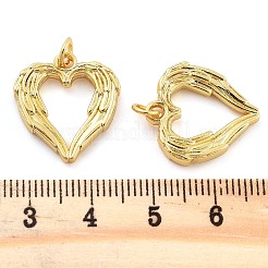 ラックメッキ真鍮チャーム  カドミウムフリー＆鉛フリー  長持ちメッキ  ハート  18KGP本金メッキ  19x18x3mm  穴：5mm&nbsp;KK-S371-04G-02