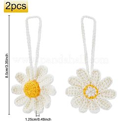 2Pcs Handmade Crochet Cotton Daisy Decoration&nbsp;HJEW-FG0001-10