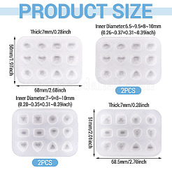 4個 2スタイル DIYイヤリングシリコンモールド  混合図形  ホワイト  50~51x68~68.5x7mm  2個/スタイル&nbsp;DIY-TADJ0001-17