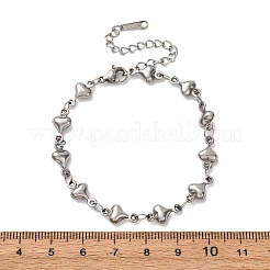 304 Stainless Steel Heart Link Bracelets for Women&nbsp;BJEW-L706-03P
