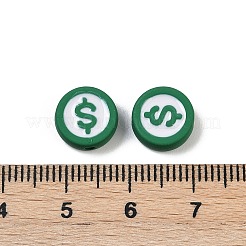 塗装合金ビーズをスプレー  フラットラウンド  鉛フリー＆ニッケルフリー＆カドミウムフリー  グリーン  10x4.5mm  穴：1.6mm&nbsp;PALLOY-S038-09A