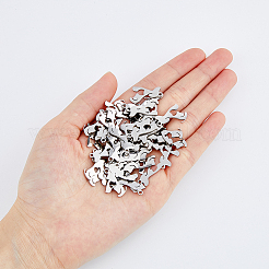 201ステンレススチールペンダント40個  シルエットチャーム  犬  ステンレス鋼色  18x17x1mm  穴：1.6mm&nbsp;STAS-DC0013-20
