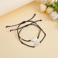 2 個真鍮エナメルバタフライリンクブレスレットセット  女性のための調節可能なBFFブレスレット.  プラチナ  ホワイト  4-3/4~9インチ（12~23cm）&nbsp;JB729A
