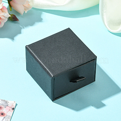 紙製厚紙製ジュエリーセット引き出しボックス  正方形  ブラック  5x5.2x3.5cm&nbsp;CON-WH20008-11A