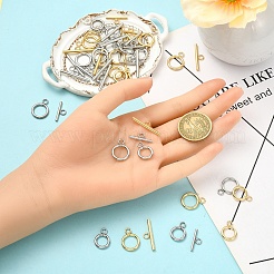 20セット2色304ステンレススチールマンテル  ミックスカラー  リング：19x14x2mm  穴：3mm  バー：24.5x7x2.5mm  穴：3mm  10セット/カラー&nbsp;STAS-YW0003-08B