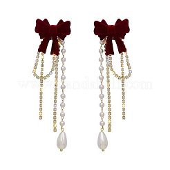 Alloy Crystal Rhinestone Bowknot Tassel Stud Earrings&nbsp;FS-WGAF2AD-02