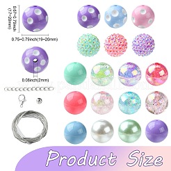 DIY フーセンガム風ブレスレットペンダント装飾作成キット  アクリルビーズや鉄ビーズなど  合金クラスプ  エンドチェーン  ワイヤー  ミックスカラー  17~20x19~20mm  穴：2mm&nbsp;MACR-CJC0010-01B