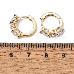Brass Pave Cubic Zirconia Hoop Earrings&nbsp;KK-CBACA55-06G