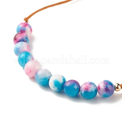 Round Natural White Jade Braided Bead Bracelet&nbsp;BJEW-JB07969-01