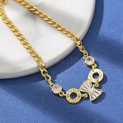 Brass Micro Pave Clear Cubic Zirconia Link Bracelets&nbsp;BJEW-U020-08G