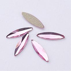 フラットバックk9ガラスラインストーンカボション  バックメッキ  多面カット  馬の目  ミックスカラー  11x3x1.8mm&nbsp;RGLA-F034-3x11mm-M