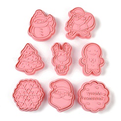 クリスマス プラスチック クッキー キャンディ 食品カッター 型  DIYのための  キッチン  焼く  子供の誕生日パーティー用品の好意  混合図形  63.5~70x43~67x20mm  8個/セット&nbsp;DIY-K080-01
