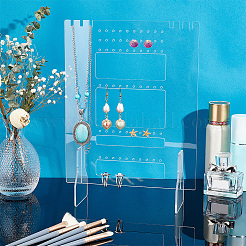 長方形のアクリルジュエリーディスプレイスタンド  イヤリング用卓上ジュエリーオーガナイザーホルダー  ネックレス  ブレスレット収納  透明  完成品：7x21x29cm&nbsp;EDIS-WH0021-38