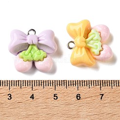 樹脂チャーム  プラチナアイアンファインディング付き  ちょう結びのチャーム  ミックスカラー  19.5~20x21.5x7.5mm  穴：2mm&nbsp;RE-T001-01