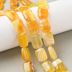 天然の縞瑪瑙/縞瑪瑙ビーズ連売り  染め＆加熱  長方形  きいろ  18~18.5x13~13.5x5~6mm  穴：1.5mm  約22個/連  15.63''（39.7センチメートル）&nbsp;G-B137-B01-01L