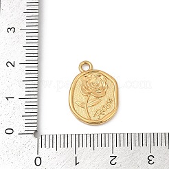 304ステンレスペンダント  イオンプレーティング（ip）  バラのチャーム付きオーバル  18KGP本金メッキ  19x14x2mm  穴：1.8mm&nbsp;STAS-C121-14G