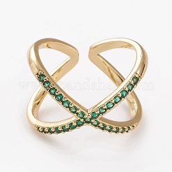 Brass Micro Pave Cubic Zirconia Cuff Rings&nbsp;RJEW-C101-13G-E