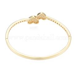 Clear Cubic Zirconia Double Heart Bangles&nbsp;BJEW-G651-01G
