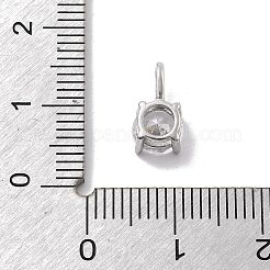 キュービックジルコニアチャーム付きスターリングシルバー925個  ラウンド  925銀メッキ  10.5x6x4.5mm  穴：3.5x2mm&nbsp;STER-Q004-04P