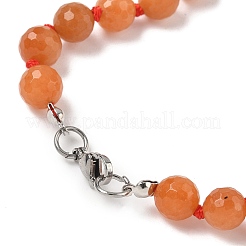 8mm Faceted Round Natural Red Aventurine Beaded Necklaces&nbsp;NJEW-F327-01A-04