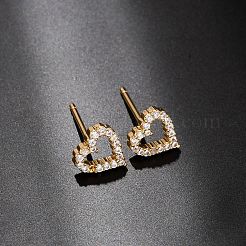 Brass Micro Pave Cubic Zirconia Stud Earrings for Women&nbsp;EJEW-F418-21G