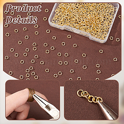 304ステンレススチールオープン丸カン600個  ラウンド  24KGP本金メッキ  20ゲージ  4x0.8mm  内径：2.4mm&nbsp;STAS-GA0001-61