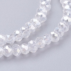 電気メッキガラスビーズセット  ABカラーメッキ  多面カット  フラットラウンド  クリアAB  3x2mm  穴：0.5mm  約135~140個/連  32~34cm&nbsp;X-EGLA-R048-2mm-01